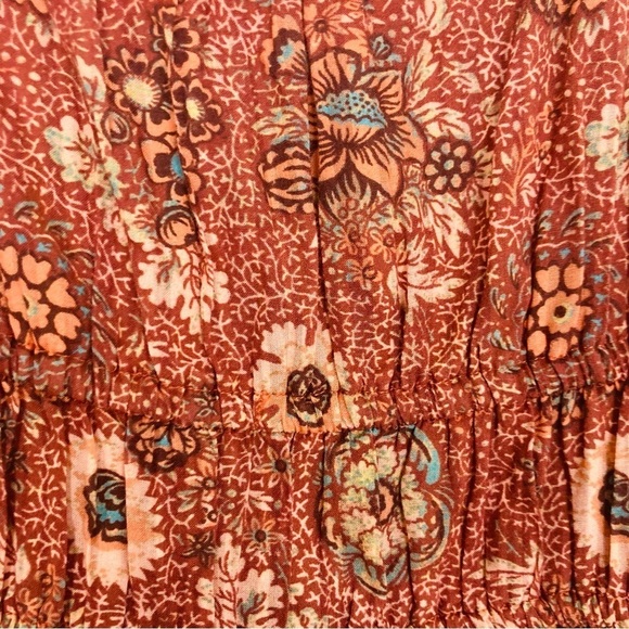 Ulla Johnson Juniper ruched floral 2022 mini dress in orange brown. Size 4 - Picture 7 of 11